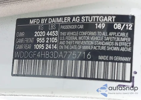 2013 Mercedes-Benz C 250 Sport from USA, damaged, VIN WDDGF4HB3DA775716